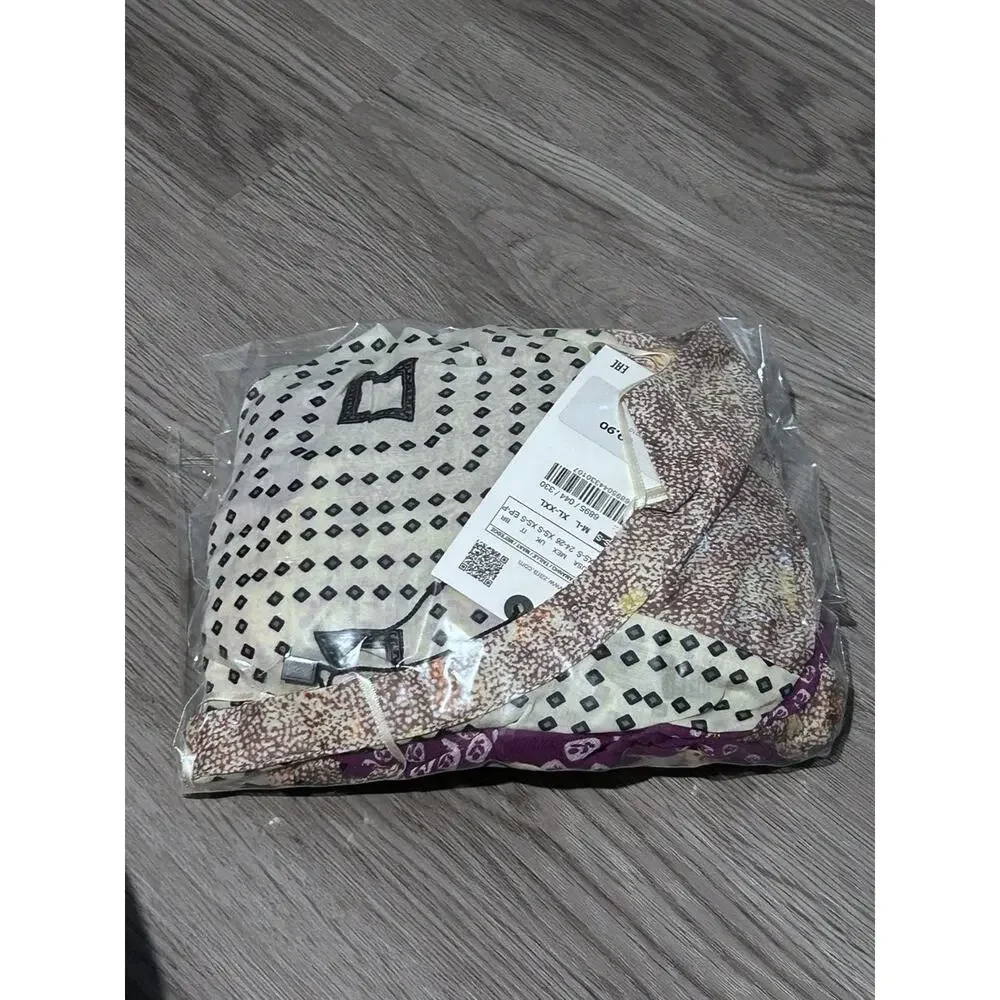 Zara Mixed Print Lightweight Blazer in Purple and Beige